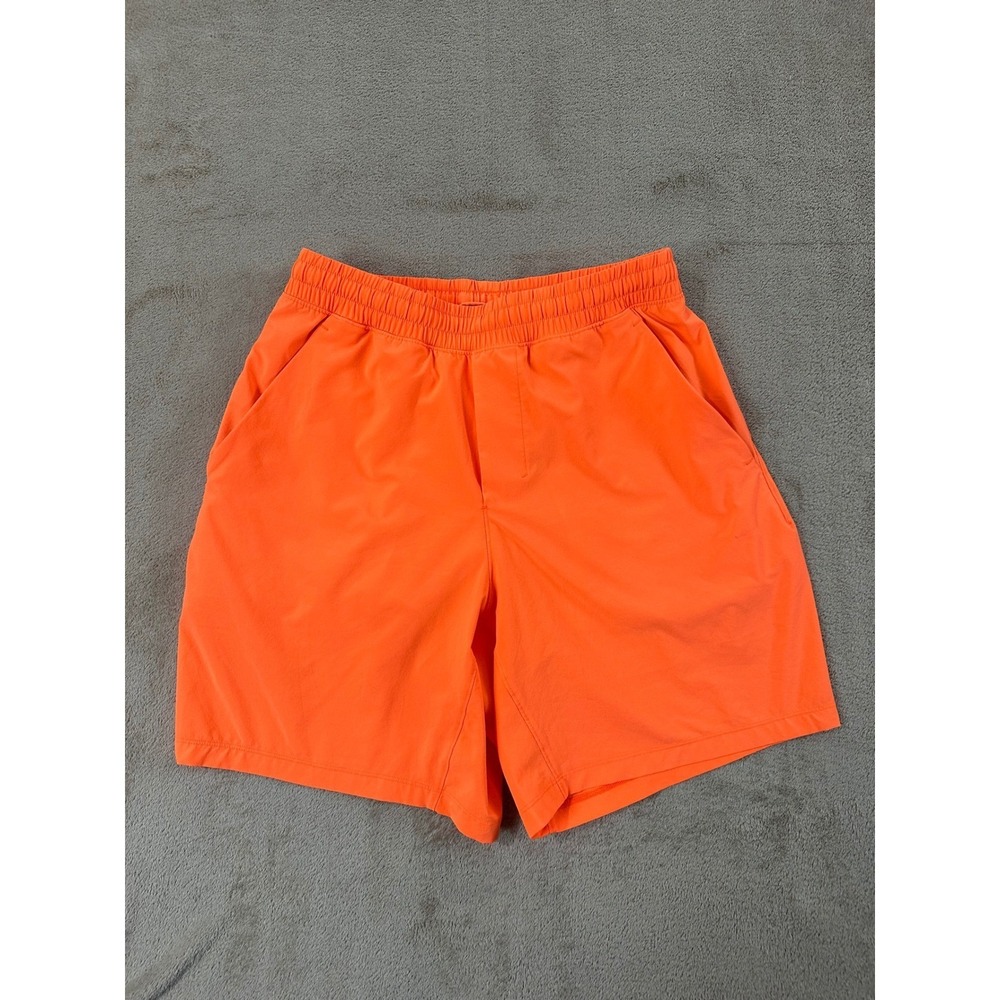 Lululemon Pace Breaker Shorts Lined 7" Men's S Orange Gym High Visibility EUC